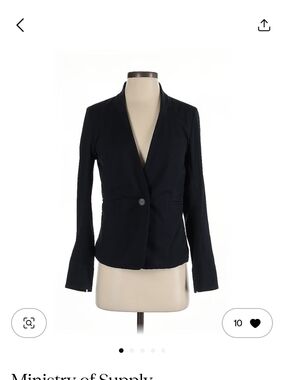 Ministry of Supply Kinetic Collarless Black Single-Button Tailored Blazer